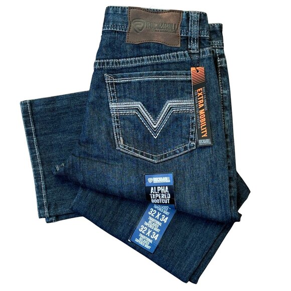 Rock & Roll Denim Men's Alpha High Rise Relaxed Stackable Bootcut Jeans 32x34 - Picture 6 of 7